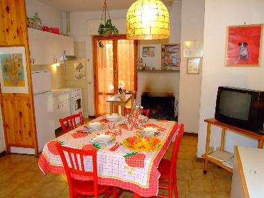 Dining room with functional chimney 