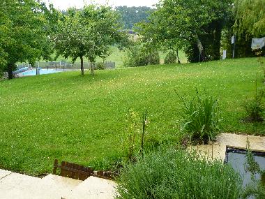 Looking down to pool from terrace