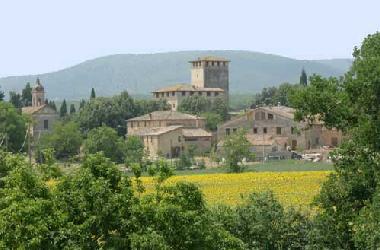 View from the veranda on the nearby Poggiarello Castle