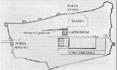 map of the Historical center of Terracina