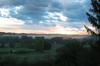 Sunrise over the valley, view from the blue bedroom.