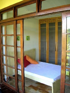     double bedroom with ensuite bathroom, view from the terrace