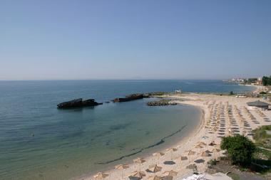 The beach opposite the complex