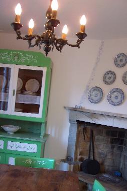 kitchen and its fireplace