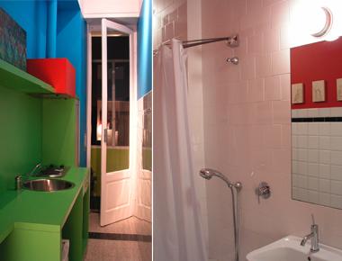 kitchen & bathroom with shower