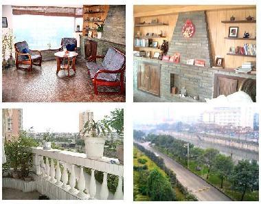 Lounge room,  baclony and the view of Fu nan river