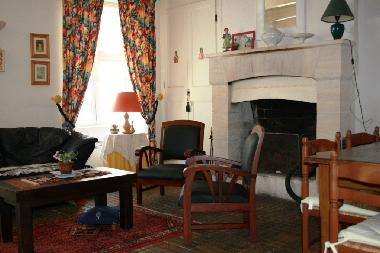 Living room with sofa and fireplace