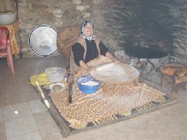 Aunt Pervin preparing the local pastry 