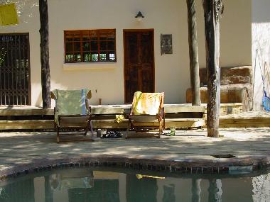 Relaxing by the pool