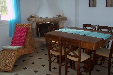 Living room with fire-place