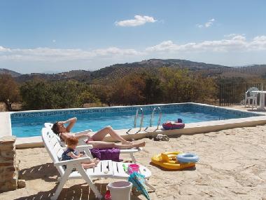 Relaxing by the pool