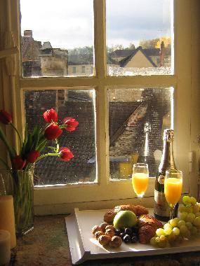 View from the window overlooking the roof tops