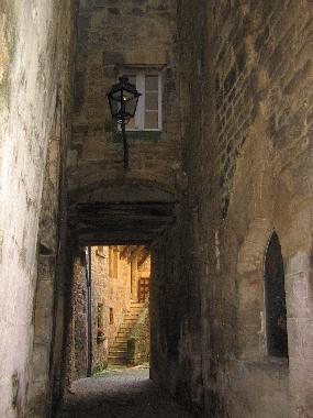 The alley leading to the door of the town house