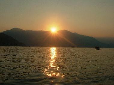 Sunset in front of the house