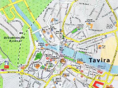 Map of Tavira (VBV marks villa location)