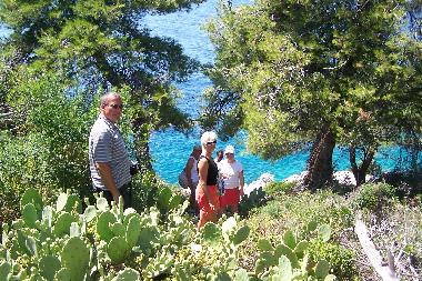 Walking through olive groves or along the coast line