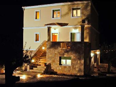 Aanthemion Guest House.  A night shot of the house.