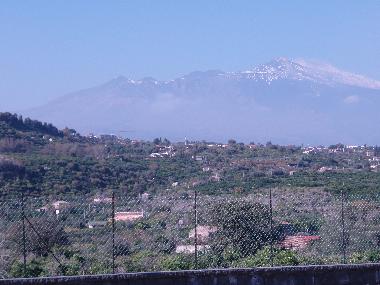 On the background: Etna volcano