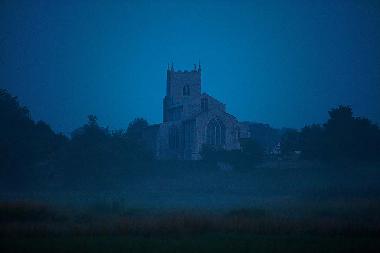 Mist and Wiveton church just before dawn.