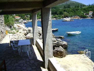 Private concrete beach in front of house