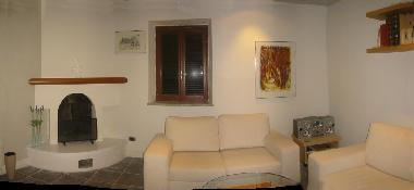 Corner sofa with fireplace. Fantastic view from the window