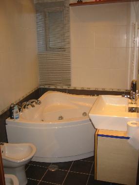 The bathroom with the Jacuzzi