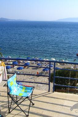 View from the balcony to the nearest beach