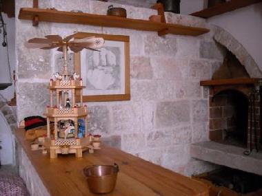 Living room with chimney
