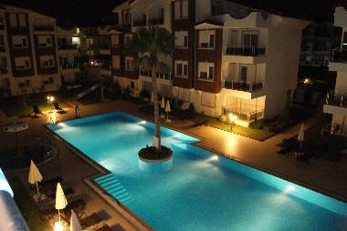Night view of pool from balcony