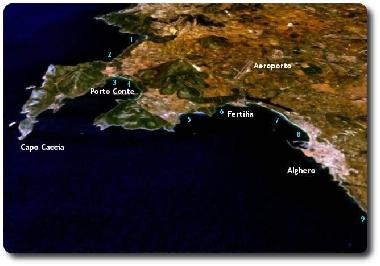 A map of Alghero coast