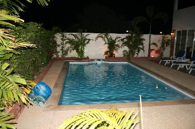 Pool area at night