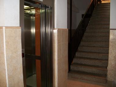 Elevator and staircase.