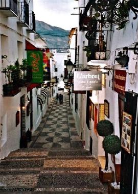 The narrow path in the old town with smal shops and galeries etc