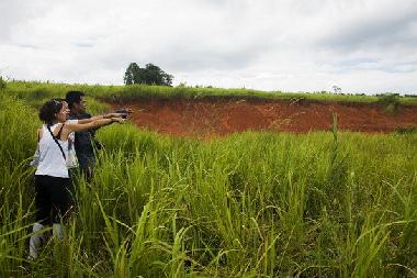 Trekking at Khao Yai National Park Point to salty soil food source of animals, esp. for elephant