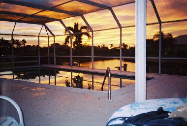 Lanai and Pool at Sunset