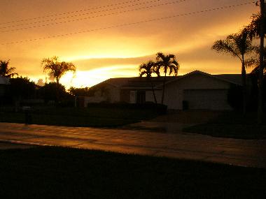 Villa at sunset after a rain shower