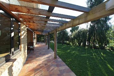 Private patio that overlooks the gardens