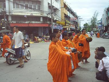MONKS  RECEIVING  MORNING  ALMS