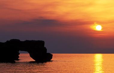 Nearby cove at sunset
