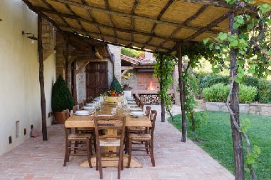 External wood table and barbecue