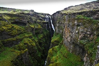 The waterfall Glymur, highest waterfall in Iceland 198 m high