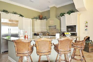kitchen with bar stools