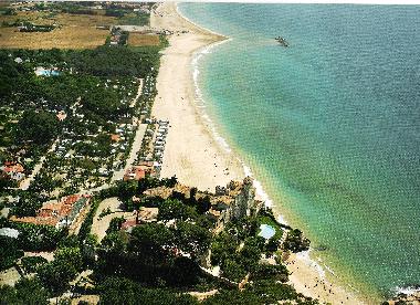 view of the castle and beach of Altafulla village