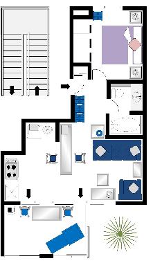 PLAN: APARTMENT 2 overlooking the swimming pool