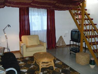 View to the staircase leading up to second bedroom area