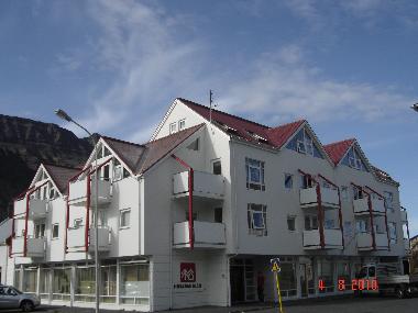 Apartment faces the fjord.