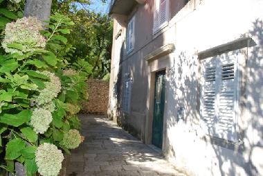 Front entrance door and courtyard