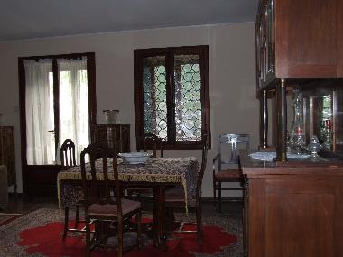 dining room with table extending for 12 people