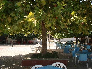 square of anavra with taverna and traditional old cafe,(kafeneio)