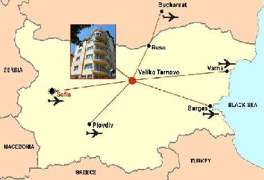 map indicating location of Veliko Tarnovo 